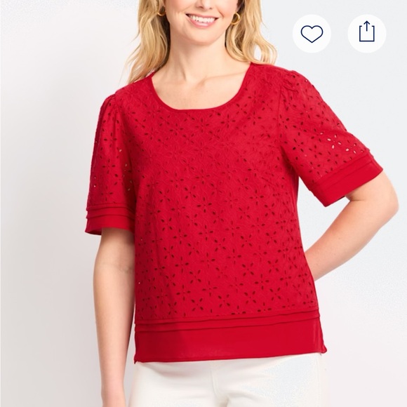 mason & belle Tops - Mason & Belle Red Eyelet Women's Top